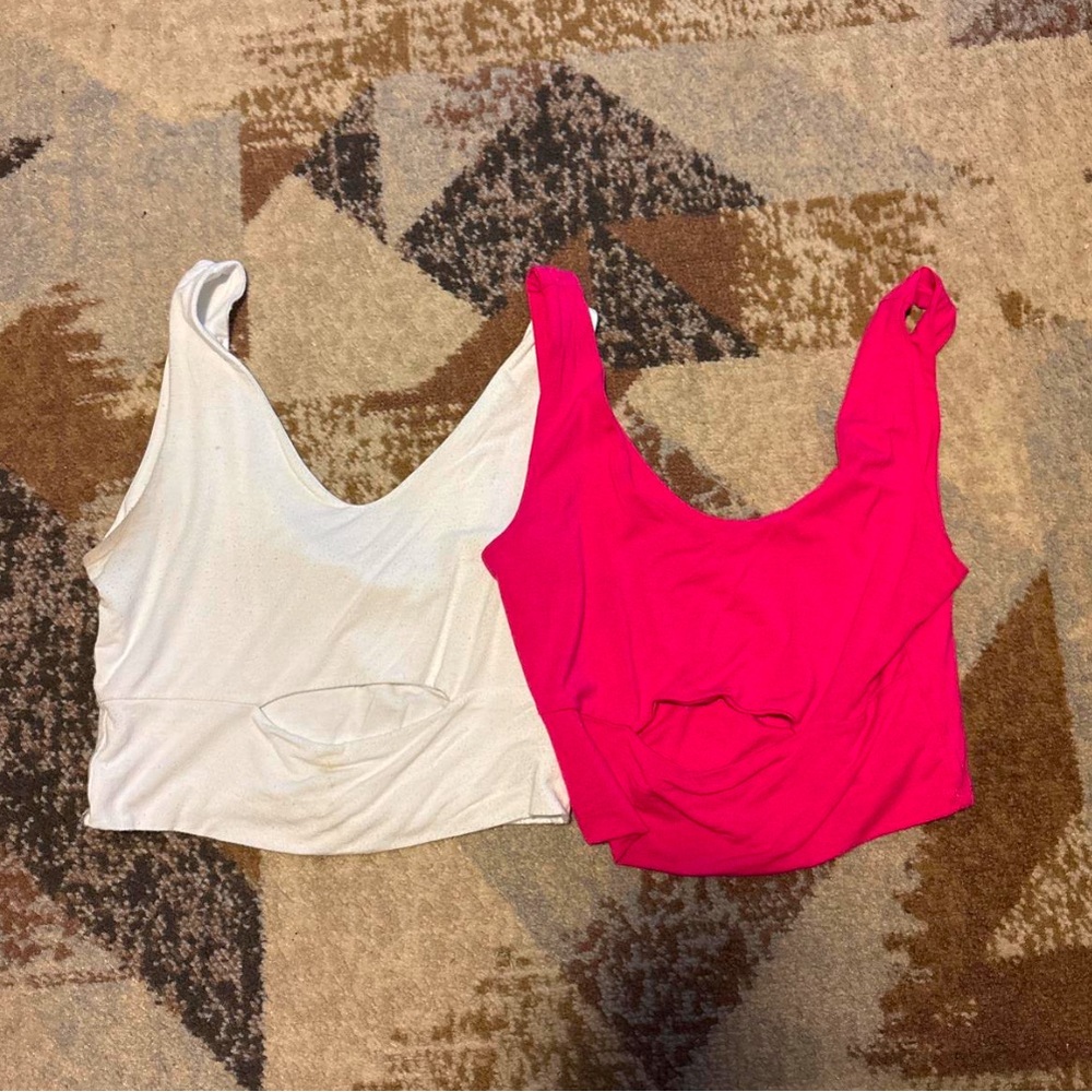 Vestique White and Pink Crop Tops